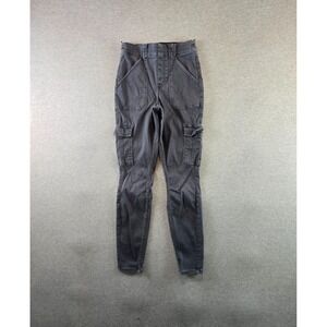 SPANX Pants Womens M Gray Stretch Twill Ankle Cargo Soft‎ Sage Skinny Pull On